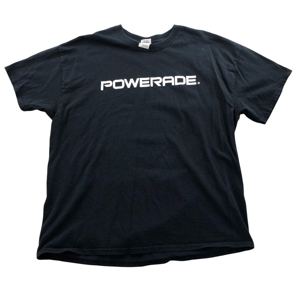 Powerade Men's T-Shirt XL Black Short Sleeve Heavy Cotton Graphic Tee